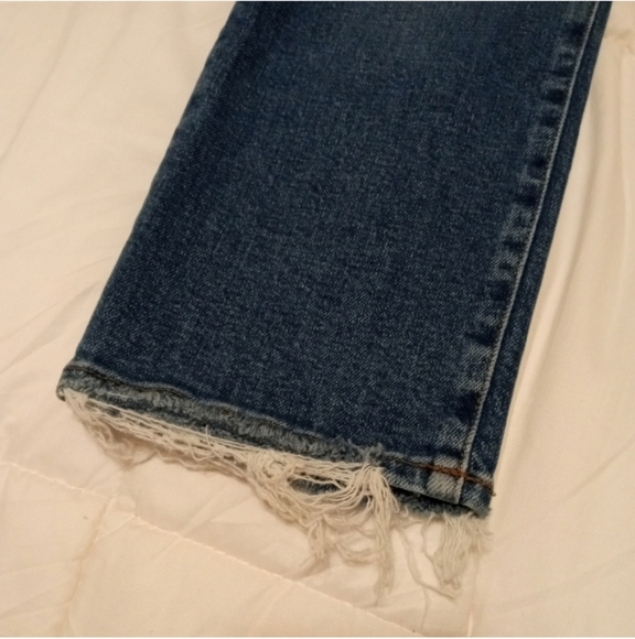 🆕 Madewell Blue Slim Demi Boot Frayed Raw Hem Jeans, Size 27, New - Picture 6 of 14